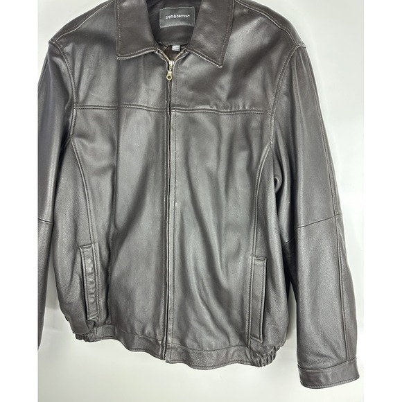Croft & Barrow Brown 100% Leather Jacket Full Zip Front Lined Men's XLT XL Tall - Picture 5 of 15